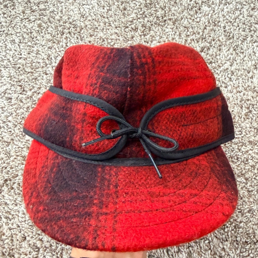 Stormy Kromer The Original Cap Red Black Plaid Wool Winter Hat Size 7 USA